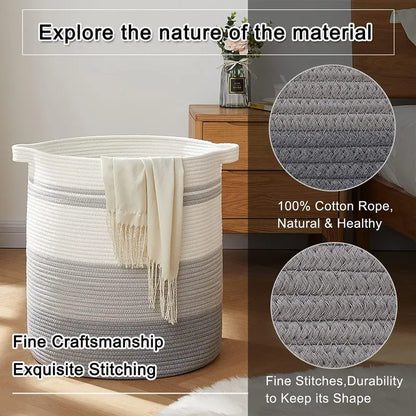 OIAHOMY 80L Super Large Blanket Storage Basket with Handles, Laundry Hamper Basket for Living Room, Storage Basket for Toys Bin,Pillows, Blankets,Clothes-20X18In Organiser Nature