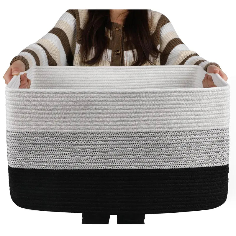 OIAHOMY 80L Super Large Blanket Storage Basket with Handles, Laundry Hamper Basket for Living Room, Storage Basket for Toys Bin,Pillows, Blankets,Clothes-20X18In Organiser Nature