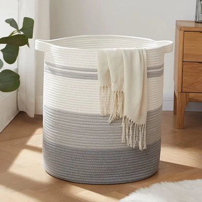 OIAHOMY 80L Super Large Blanket Storage Basket with Handles, Laundry Hamper Basket for Living Room, Storage Basket for Toys Bin,Pillows, Blankets,Clothes-20X18In Organiser Nature