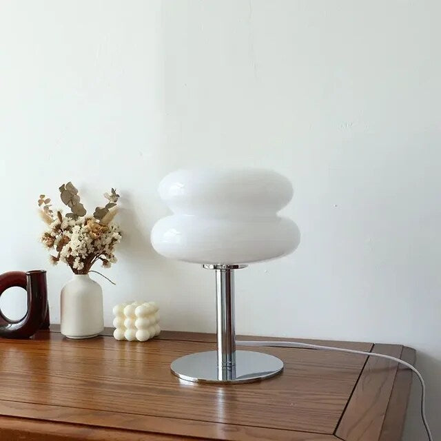 Italian Designer Glass Egg Tart Table Lamp for Bedroom and Study Area