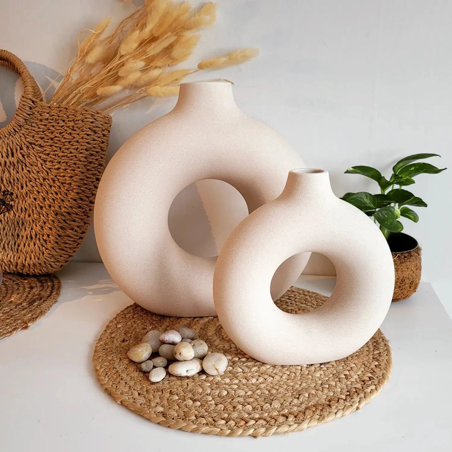 Ceramic Donut Vases (set of 2) 